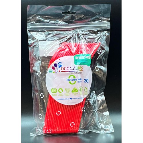 Plastic Forks Red Pack of 20