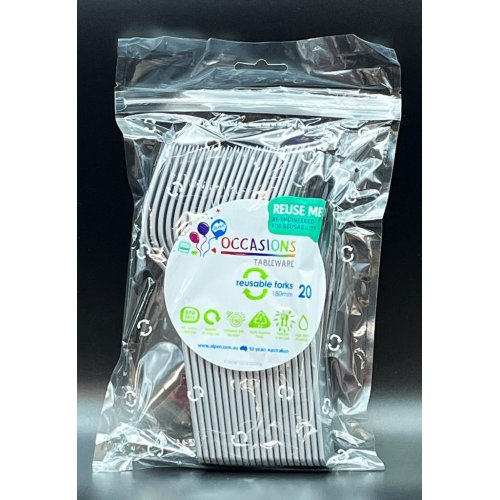 Plastic Forks Silver Pack of 20