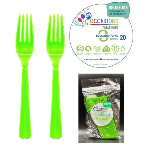 Plastic Forks Lime Green Pack of 20