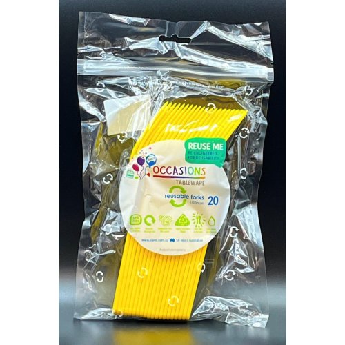 Plastic Forks Yellow Pack of 20