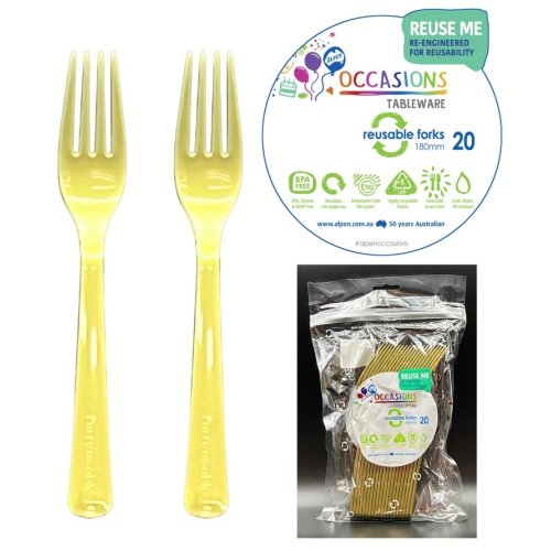 Plastic Forks Gold Pack of 20