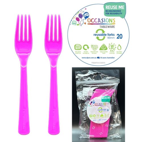 Plastic Forks Magenta Pack of 20