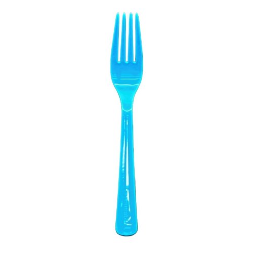 Reusable PP5 Plastic Forks Azure Blue 190mm Pack of 25 Durable Dishwasher Safe