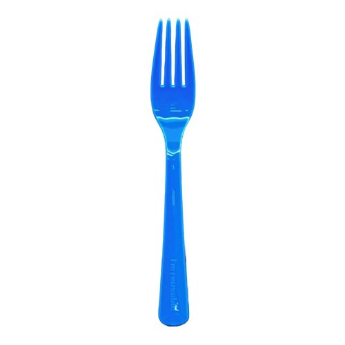 Reusable Royal Blue Plastic Forks 190mm Pack of 20 Durable PP5 Party Cutlery