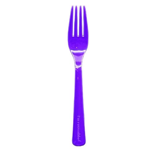 Reusable Purple Plastic Forks 190mm Pack of 20 Durable PP5 Party Cutlery