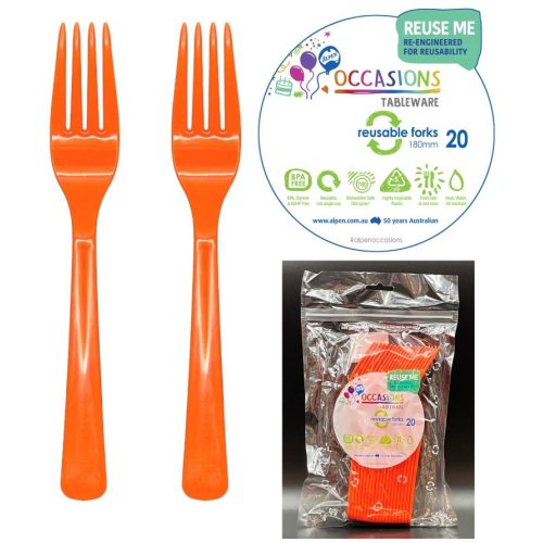 Plastic Forks Orange Pack of 20