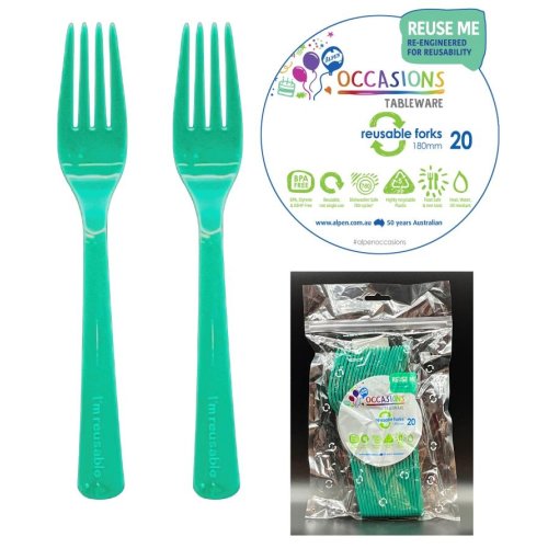 Plastic Forks Green Pack of 20