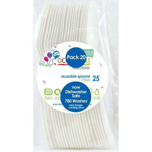 Plastic Spoons White Pack of 20