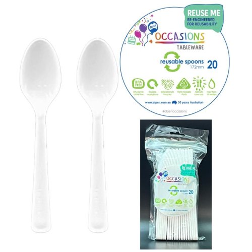 Plastic Spoons White Pack of 20