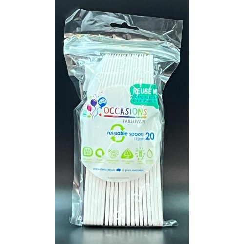 Plastic Spoons White Pack of 20