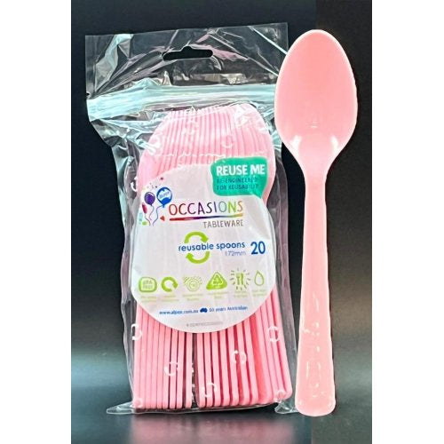 Plastic Spoon Light Pink Pack of 20