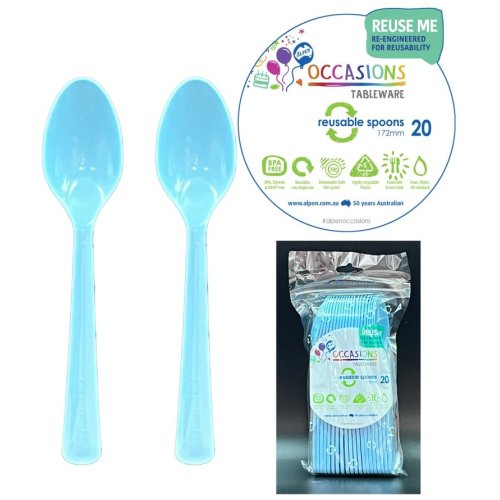 Plastic Spoons Light Blue Pack of 20