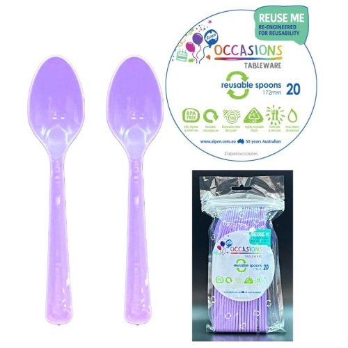 Plastic Spoons Lavender Pack of 20