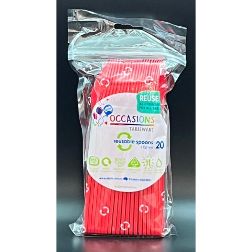 Plastic Spoons Red Pack of 20