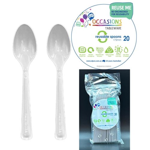Plastic Spoon Silver Pack of 20