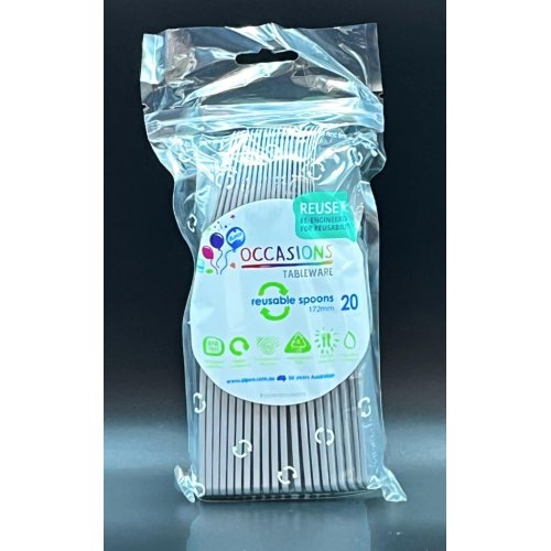 Plastic Spoon Silver Pack of 20