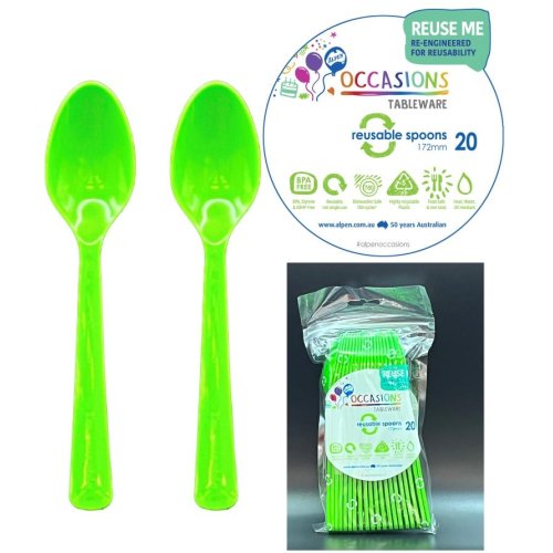 Plastic Spoons Lime Pack of 20