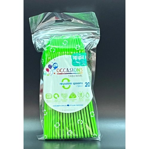 Plastic Spoons Lime Pack of 20
