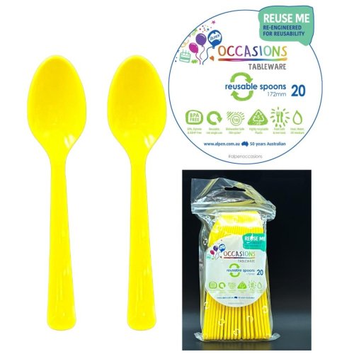 Plastic Spoons Yellow Pack of 20