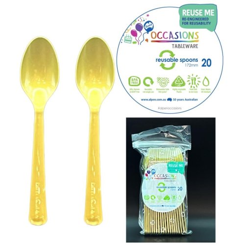 Plastic Spoons Gold Pack of 20