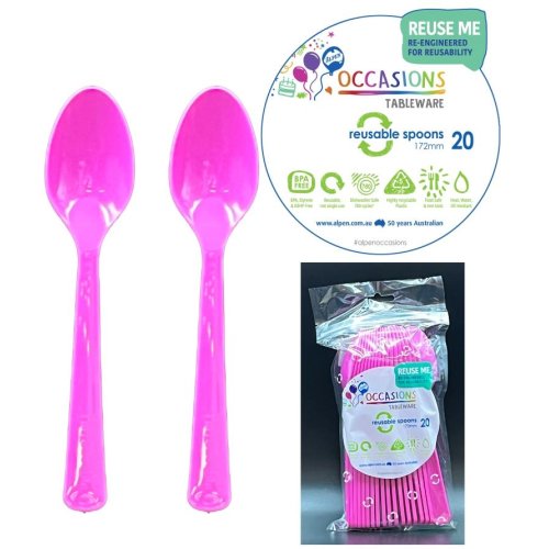 PLASTIC SPOONS MAGENTA Pack of 20