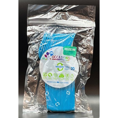 PLASTIC SPOONS AZURE BLUE Pack of 20
