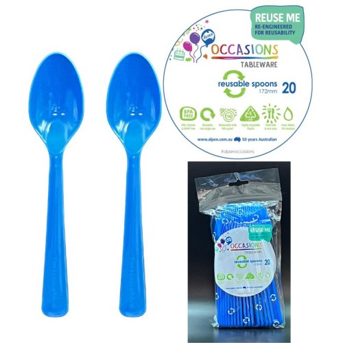 Plastic Spoons Royal Blue Pack of 20