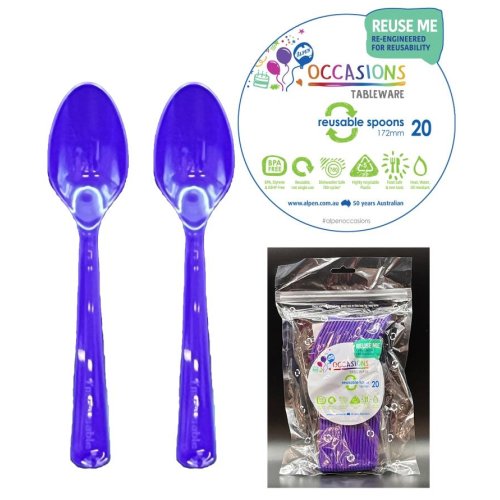 Plastic Spoon Purple Pack of 20