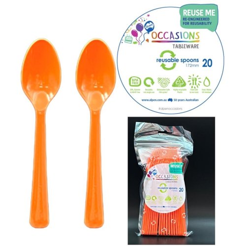 Plastic Spoons Orange Pack of 20
