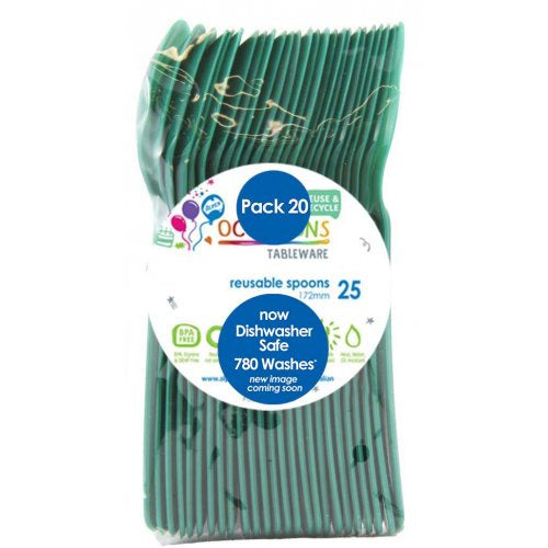 Plastic Spoons Green Pack of 20
