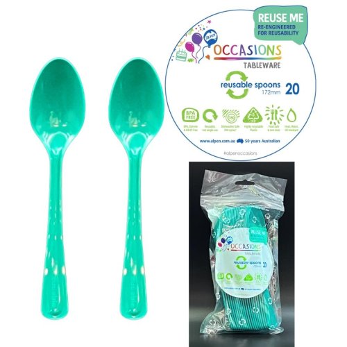 Plastic Spoons Green Pack of 20