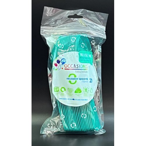 Plastic Spoons Green Pack of 20