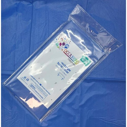 Royal Blue Rectangular Plastic Tablecover 137cm x 274cm