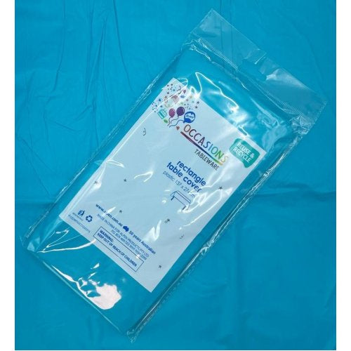 Azure Blue Rectangular Plastic Tablecover 137cm x 274cm