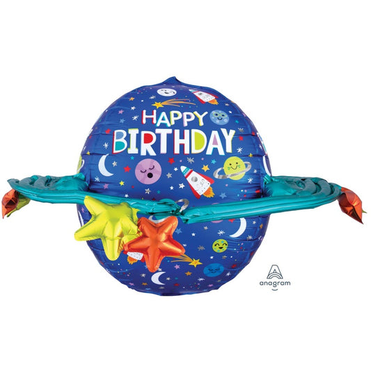 LARGE FOIL SUPERSHAPE BALLOON 29"(73CM) COLORFUL GALAXY HAPPY BIRTHDAY