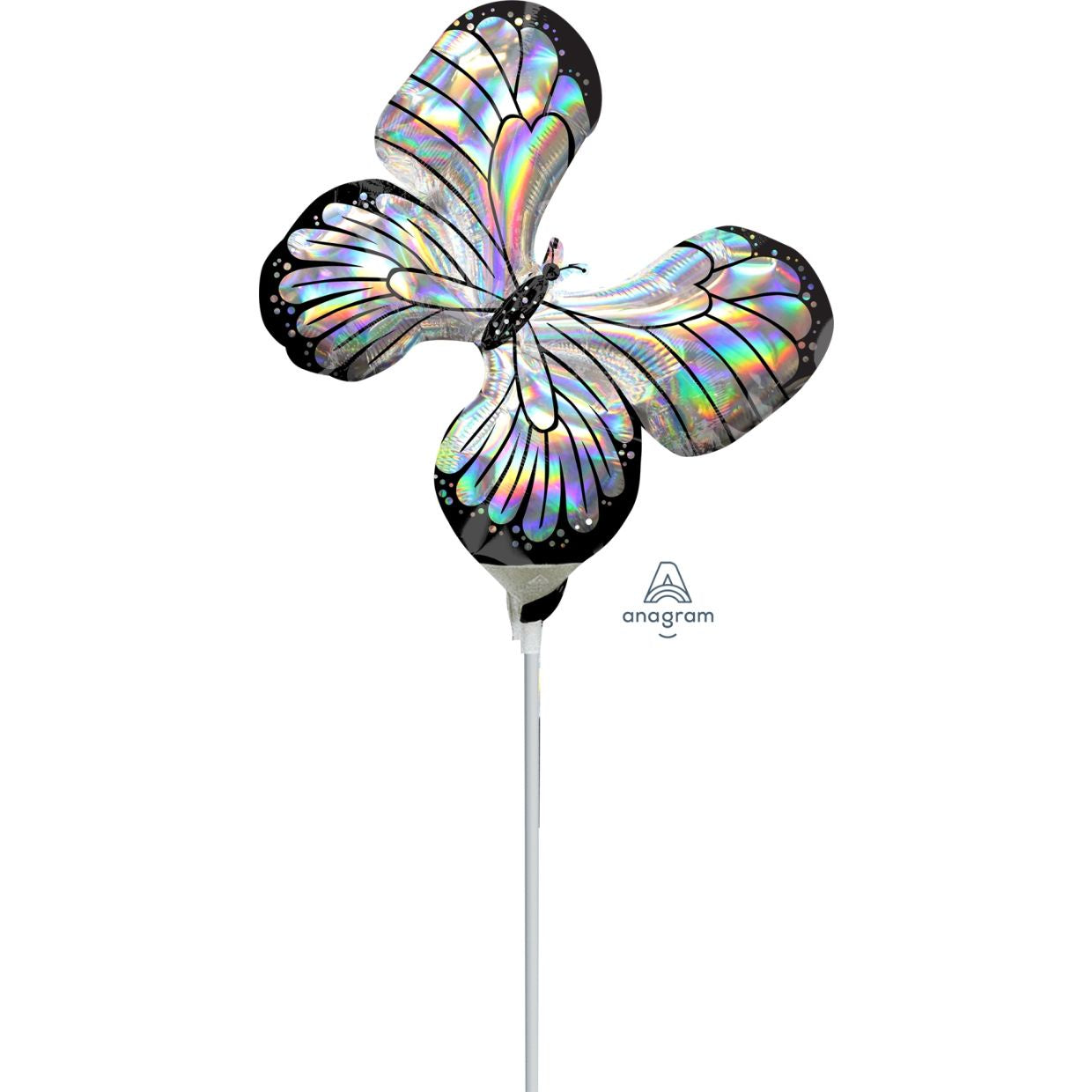 Holographic Iridescent Butterfly Foil Balloon – 35cm Air-Filled Microfoil