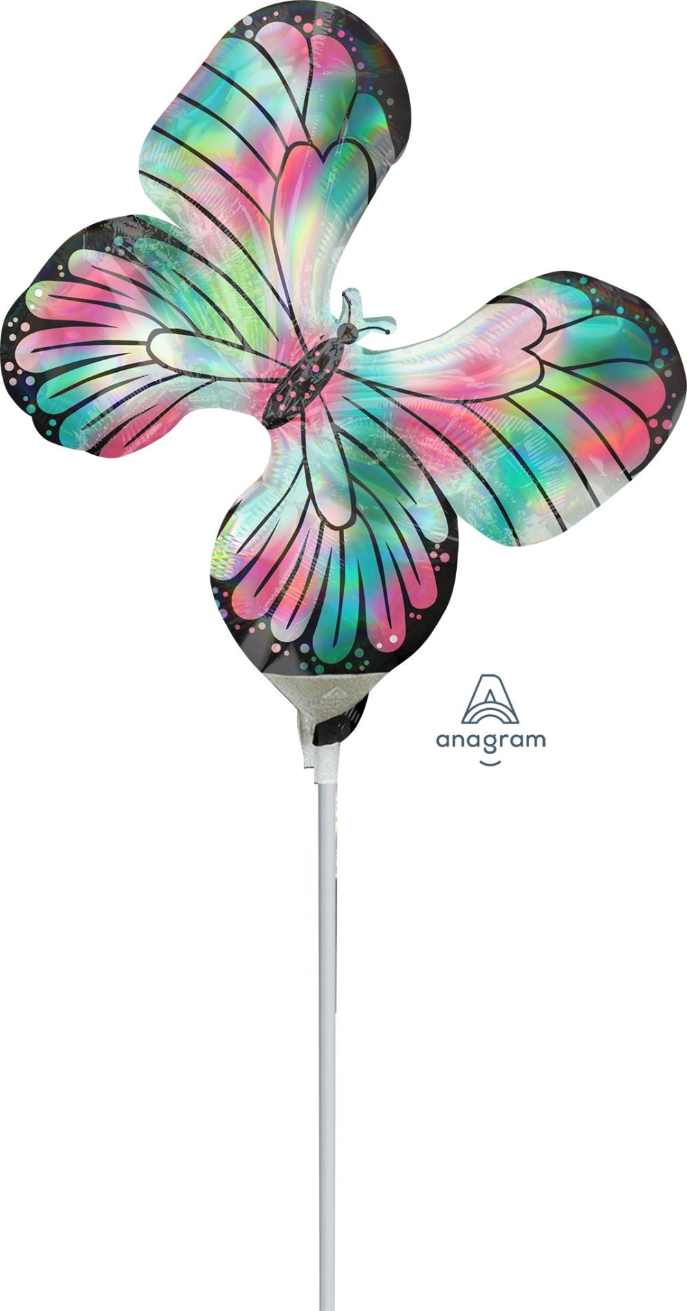 Iridescent Pink & Teal Butterfly Foil Balloon – 35cm Air-Filled Microfoil