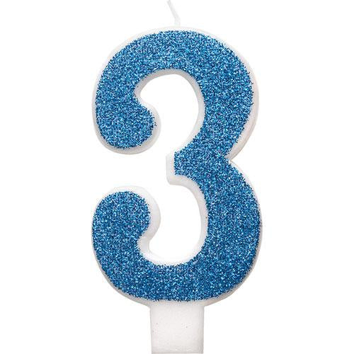 NUMERAL CANDLE 3 - BLUE