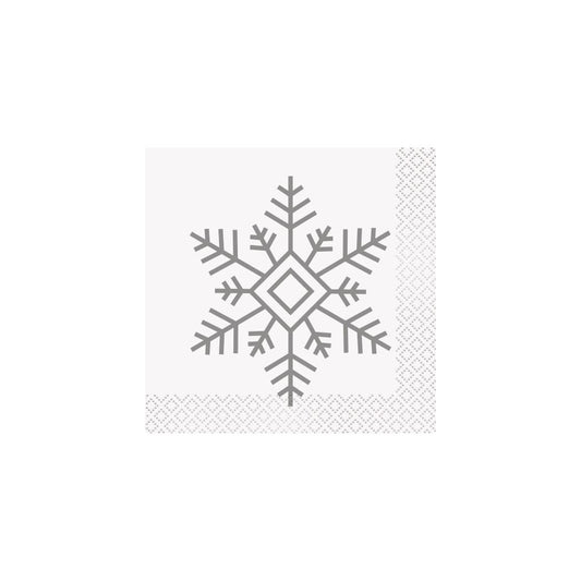 SNOWFLAKE G&S 16 BEV NAPKINS