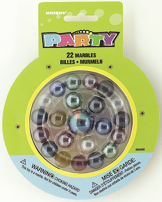 Party Favors – 22 Mixed Size & Colour Glass Marbles Set for Kids Games, Collecting & Party Bag Fillers