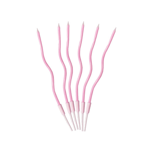 Pink Curved Birthday Cake Candles 15.2cm – 6 Pack