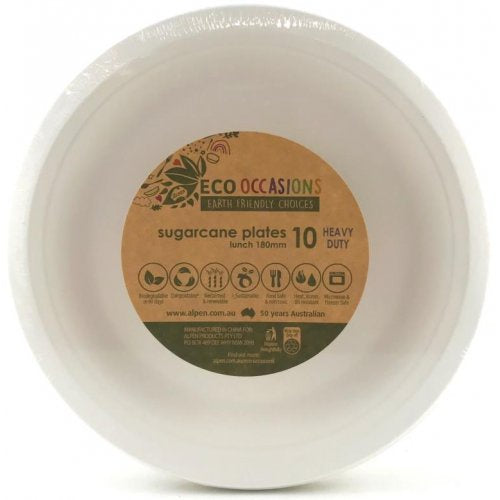 Sugarcane Lunch Plates 180mm White P10