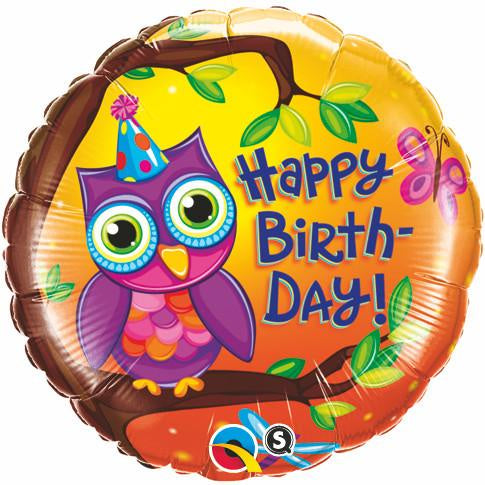 Birthday Owl Foil Balloon 18"