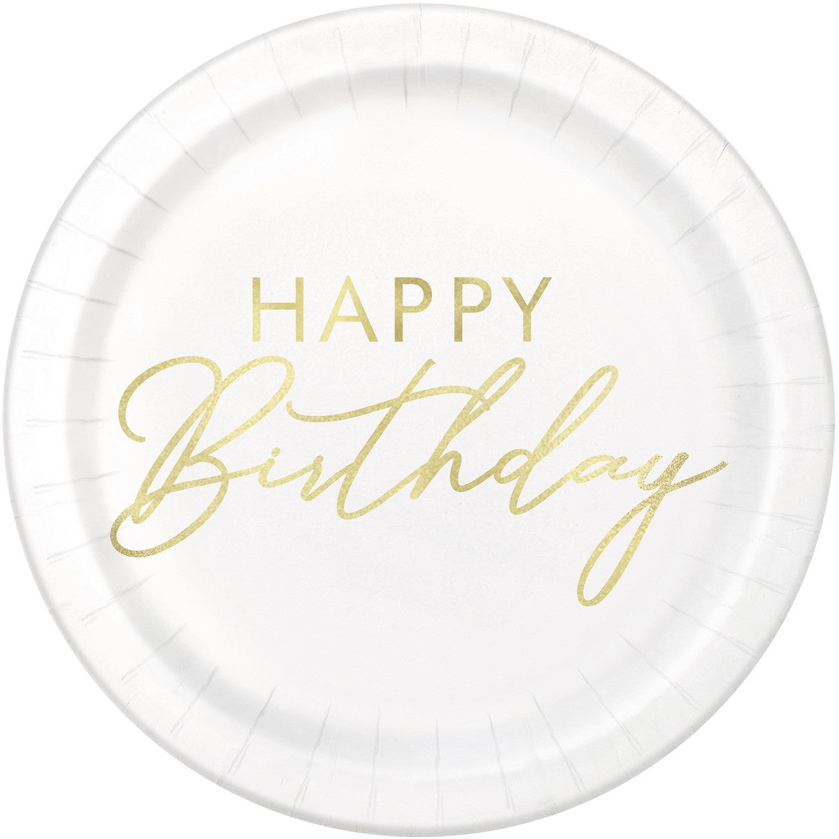 8 GOLD HAPPY BDAY 7" Plate