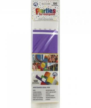 TYVEK WRISTBAND PURPLE PACK OF 100