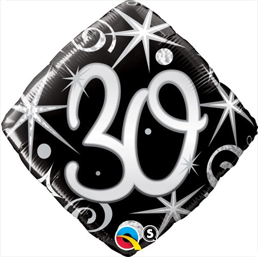 FOIL BALLOON 18"(45CM) 30th Birthday Elegant Sparkles & Swirls