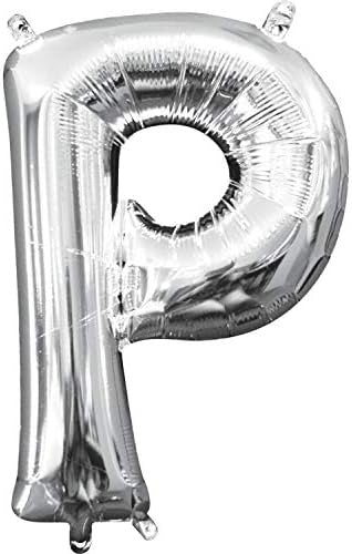Letter P Silver Super Shape Foil Balloon 33"