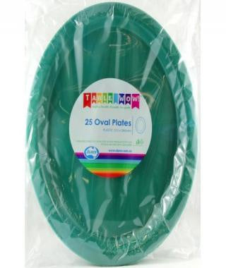 Oval Plates Green Pack Of 25