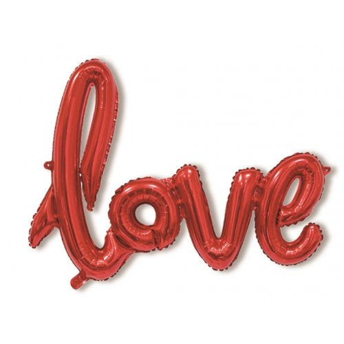 Script Word Foil Balloon Red Love