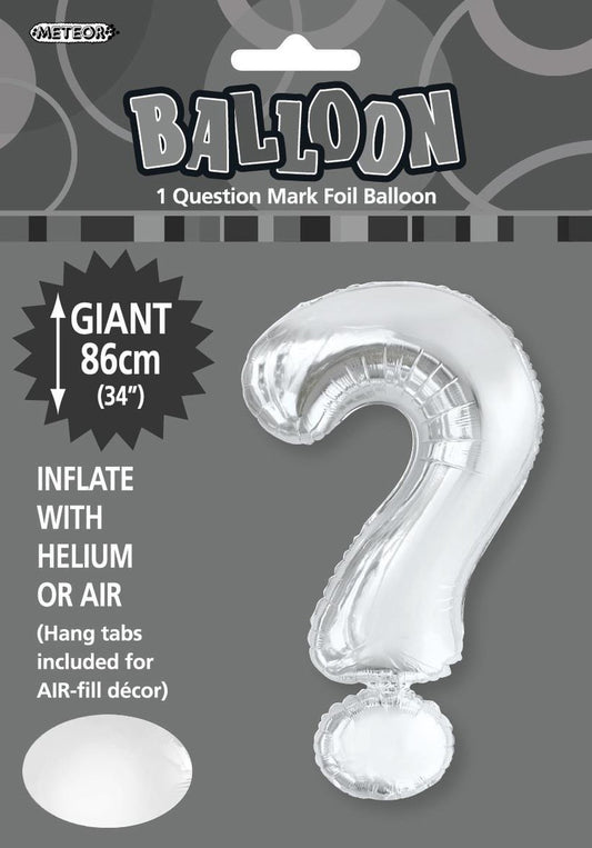 Silver Question Mark Alphabet Foil Balloon 86cm (34")